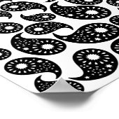 Schwarz und Weiß Paisley. Poster (Ecke)