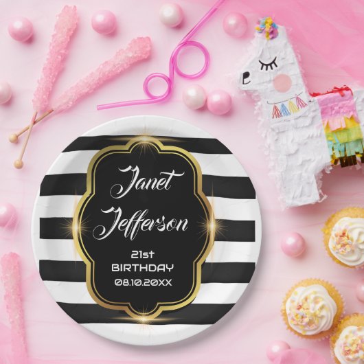 Schwarz und Weiß Pappteller (Party)