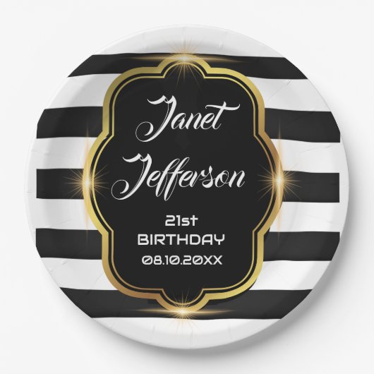 Schwarz und Weiß Pappteller (Vorderseite)