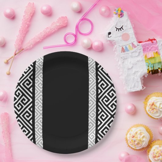 Schwarz und Weiß Pappteller (Party)