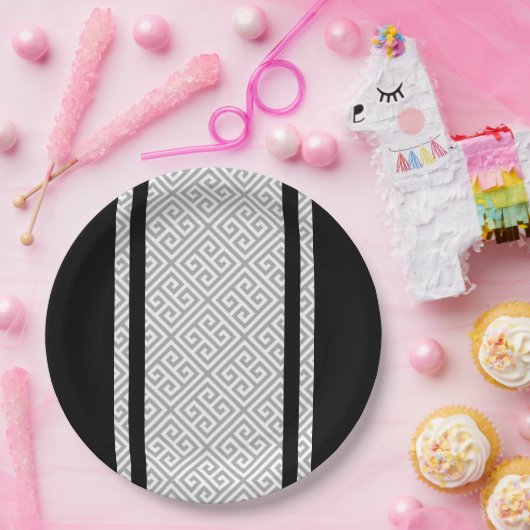 Schwarz und Weiß Pappteller (Party)