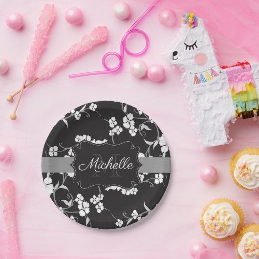 Schwarz und Weiß Pappteller (Party)