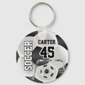 Schwarz und Weiß personalisieren Fußball ⚽ 💖 Schlüsselanhänger (Vorderseite)