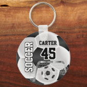 Schwarz und Weiß personalisieren Fußball ⚽ 💖 Schlüsselanhänger (Vorderseite)