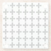 Schwarz und Weiß "Plus" Mathematik Symbol Lino Cut Glasuntersetzer (Rückseite)