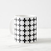 Schwarz und Weiß "Plus" Mathematik Symbol Lino Cut Kaffeetasse (Vorderseite Links)