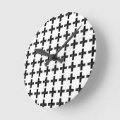 Schwarz und Weiß "Plus" Mathematik Symbol Lino Cut Runde Wanduhr (Winkel)