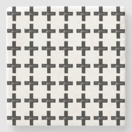 Schwarz und Weiß "Plus" Mathematik Symbol Lino Cut Steinuntersetzer