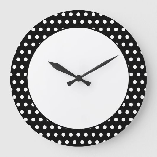 Schwarz und Weiß Polka Dot Muster. Spotty. Große Wanduhr (Vorderseite)