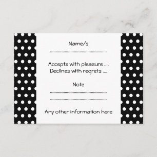 Schwarz und Weiß Polka Dot Muster. Spotty. RSVP Karte