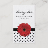 Schwarz und Weiß Polka Dot Red Gerbera Daisy Visitenkarte (Vorderseite)