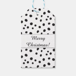 Schwarz und Weiß Polka Dots Frohe Weihnachten Geschenkanhänger