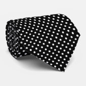 Schwarz und Weiß Polka Dots Neck Tie Krawatte (Gerollt)