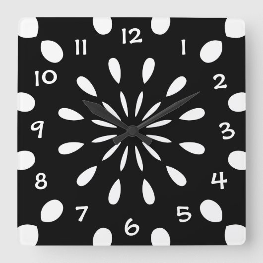 Schwarz und Weiß Quadratische Wanduhr (Vorderseite)