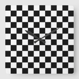 Schwarz und Weiß Quadratische Wanduhr