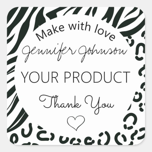 Schwarz und Weiß Quadratischer Aufkleber (Vorderseite)