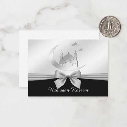 Schwarz und Weiß Ramadan Kareem Mitteilungskarte (Vorderseite/Rückseite Beispiel)