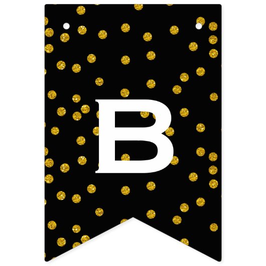 Schwarz und Weiß Random Gold Dot Patten Hochzeit Wimpelkette (Erste Fahne)