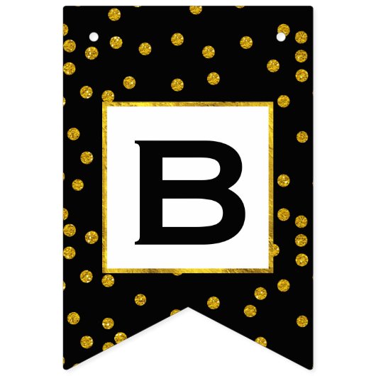 Schwarz und Weiß Random Gold Dot Patten Hochzeit Wimpelkette (Erste Fahne)
