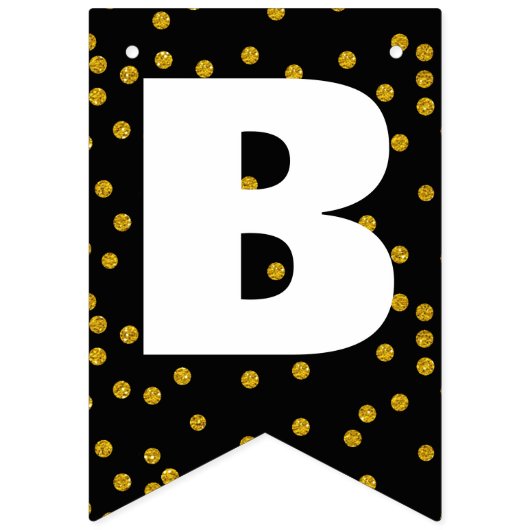 Schwarz und Weiß Random Gold Dot Patten Hochzeit Wimpelkette (Erste Fahne)