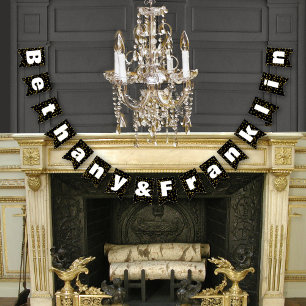 Schwarz und Weiß Random Gold Dot Patten Hochzeit Wimpelkette