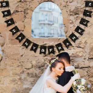 Schwarz und Weiß Random Gold Dot Patten Hochzeit Wimpelkette