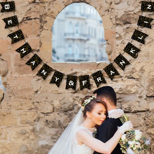 Schwarz und Weiß Random Gold Dot Patten Hochzeit Wimpelkette