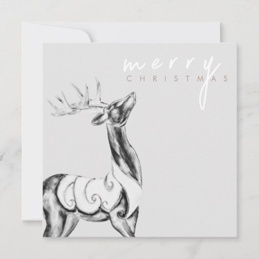 Schwarz und Weiß Rentier Frohe Weihnachten (Vorderseite)