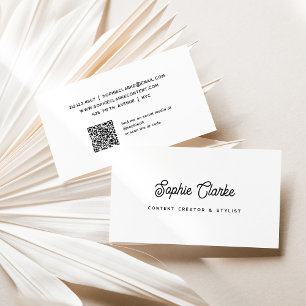 Schwarz und Weiß Retro-Schrift mit QR-Code Visitenkarte