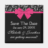 Schwarz und Weiß Rosen Rosa rosa Bow Magnet (Vorne)