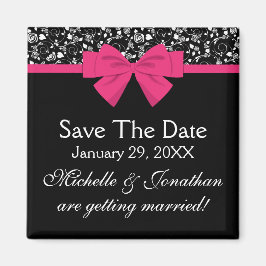 Schwarz und Weiß Rosen Rosa rosa Bow Magnet