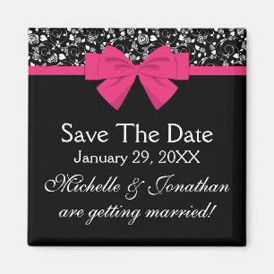 Schwarz und Weiß Rosen Rosa rosa Bow Magnet