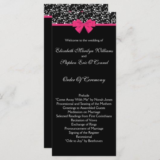 Schwarz und Weiß Rosen Rosa rosa Bow Programm (Vorne/Hinten)