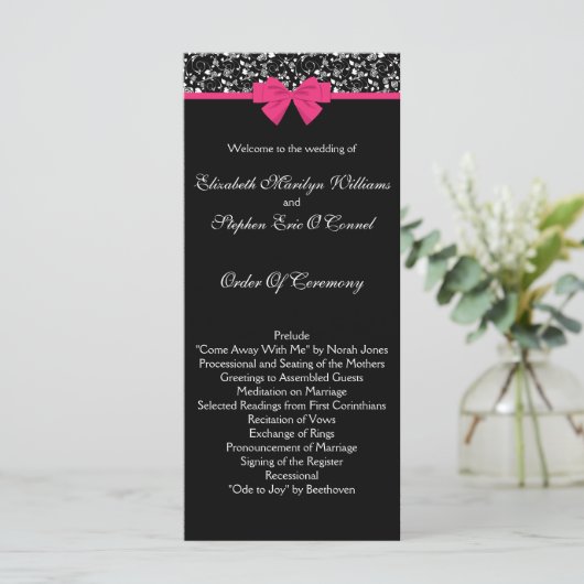 Schwarz und Weiß Rosen Rosa rosa Bow Programm (Stehend Vorderseite)