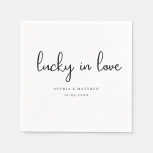 Schwarz und Weiß Rustikal Lucky in der Liebe Serviette