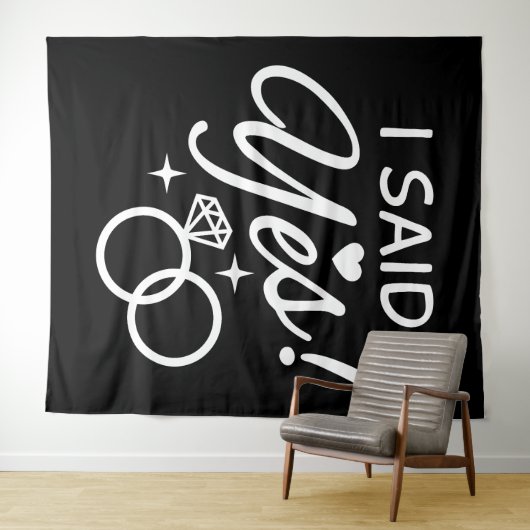 Schwarz und Weiß, sagte ich Ja, Engagement Partei Wandteppich (Beispiel (Horizontal))