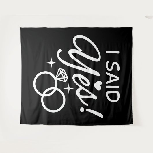 Schwarz und Weiß, sagte ich Ja, Engagement Partei Wandteppich (Vorderseite (Horizontal))