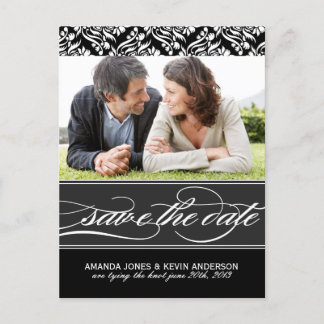 Schwarz und Weiß Save the Date Ankündigungspostkarte