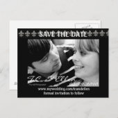 Schwarz und Weiß Save the Date Ankündigungspostkarte (Vorne/Hinten)