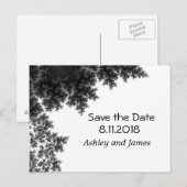 Schwarz und Weiß Save the Date Ankündigungspostkarte (Vorne/Hinten)
