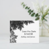 Schwarz und Weiß Save the Date Ankündigungspostkarte (Stehend Vorderseite)