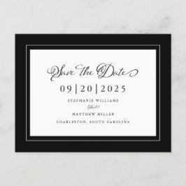 Schwarz und Weiß Save the Date Elegante Hochzeitss Ankündigungspostkarte