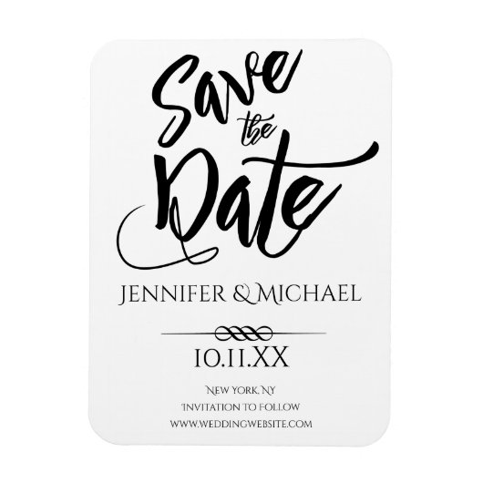 Schwarz und Weiß Save the Date Magnet (Vertikal)