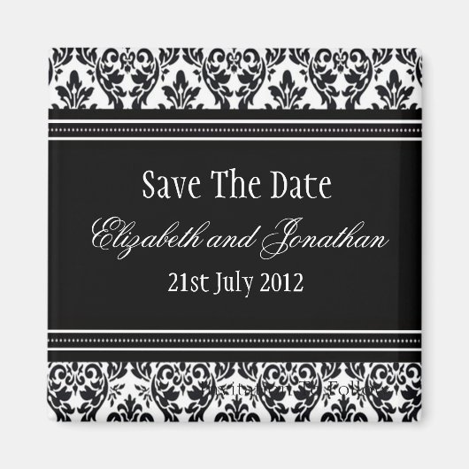 Schwarz und Weiß Save the Date Magnet (Vorne)