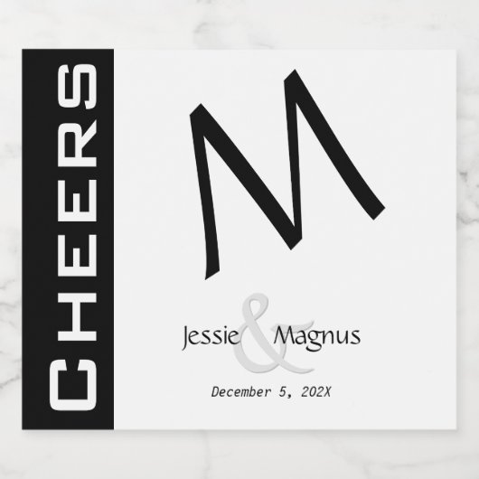 Schwarz und Weiß Schaumweinetikett (Einzelnes Label)