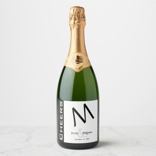 Schwarz und Weiß Schaumweinetikett (Vorderseite)