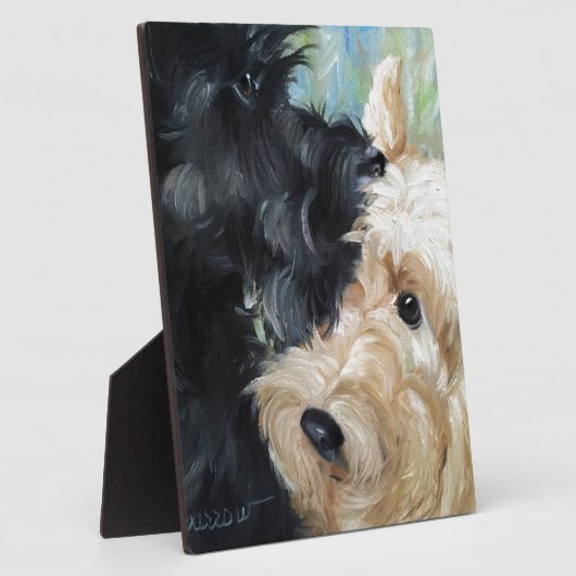 Schwarz und Weiß Schottische Terrier Scottie Art Fotoplatte (Seite)