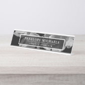 Schwarz und Weiß Schreibtischnamensplakette (Vorderseite )