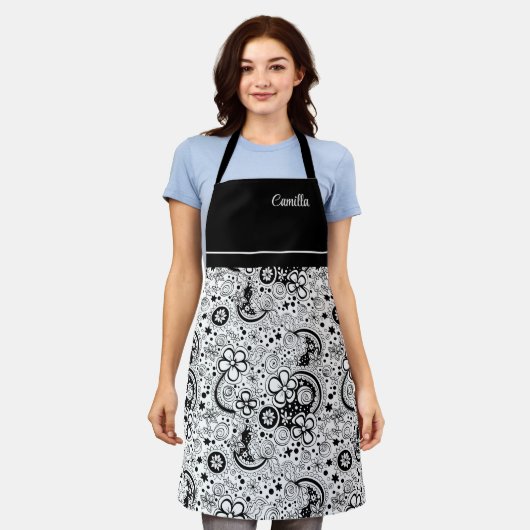 Schwarz und Weiß Schürze (Getragen)