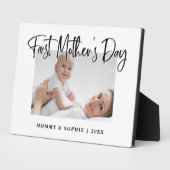 Schwarz und Weiß | Script First Mother's Day Foto Fotoplatte (Seite)